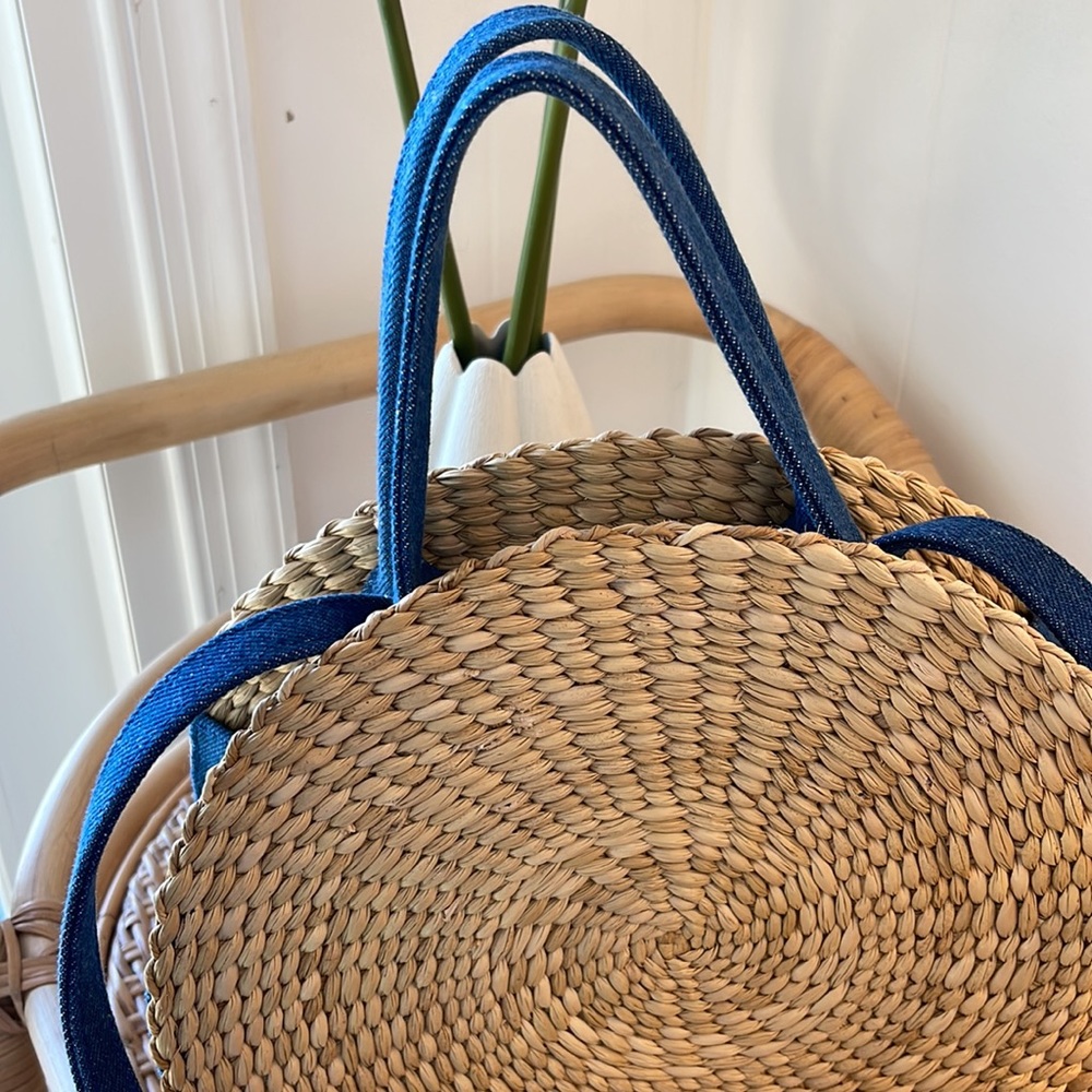 Universal Thread Large Jute Straw Circular Round Hand Bag Purse Tote Summer - Picture 2 of 5
